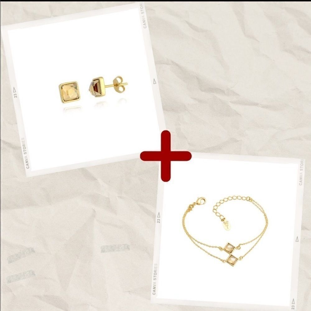 SECOND HOLE EARRING KIT AND VERSATILE GOLDEN SHADOW + GOLD BRACELET PLATED